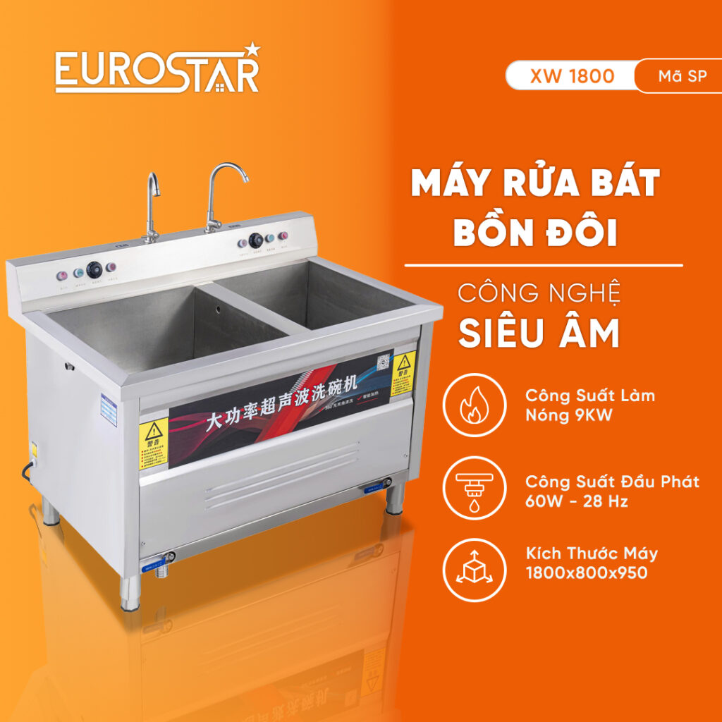 MÁY RỬA BÁT CÔNG NGHIỆP BỒN ĐÔI XW1800